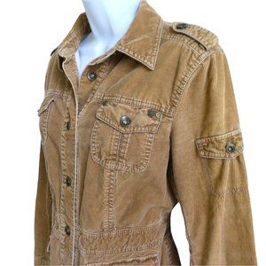 Esprit Rustic Corduroy Brown Jacket Utility Safari Metal Buttons Pockets M